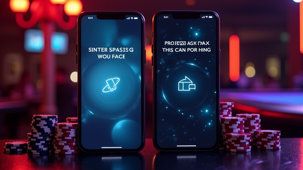 مقارنة بين واجهة التطبيق وملف APK داخل أجواء كازينو مضيئة