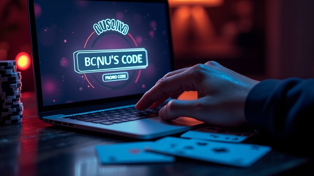إدخال كود المكافأة على شاشة تسجيل مضيئة داخل كازينو